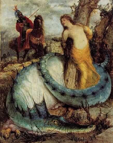 Arnold Bocklin Angelika von einem Drachen bewacht oder Angelica und Ruggiero France oil painting art